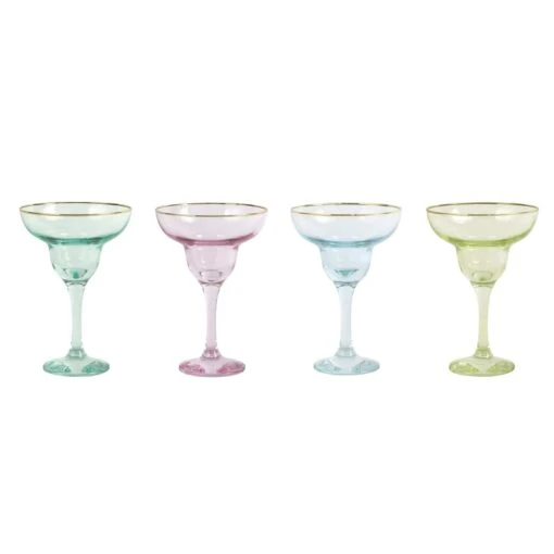 Rainbow Assorted Margarita Glasses - Set Of 4